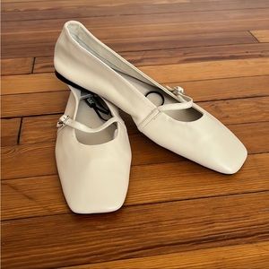 Zara Cream Flats with Strap